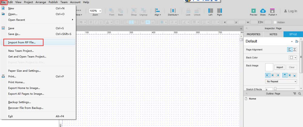 Axure RP 8.0導入RP文件的操作步驟截圖