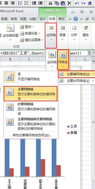 excel2010顯示坐標(biāo)軸和網(wǎng)格線的操作教程截圖